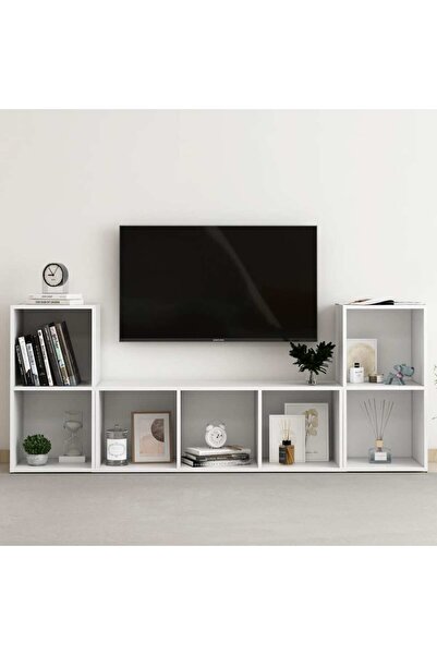 Concept Set de dulapuri TV, 3 piese, alb, PAL