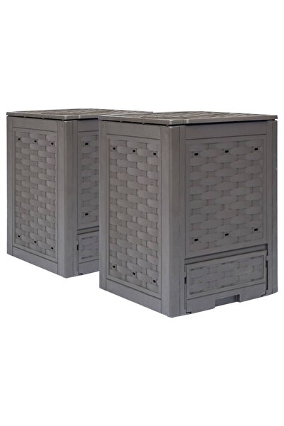 Concept Compostoare grădină 2 buc. maro 60x60x83 cm 600 L plastic ratan