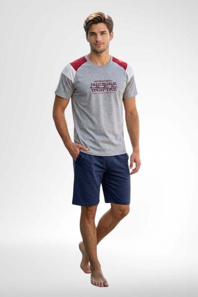 Mecit Pijama Mecit 4004 Gray Men's Pajama Set with Shorts