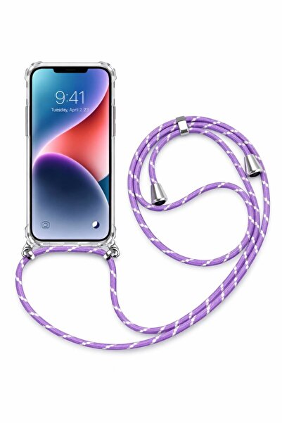 PiyasaSepeti iPhone 17 Boyun Askılı Şeffaf Tank Kılıf Lila