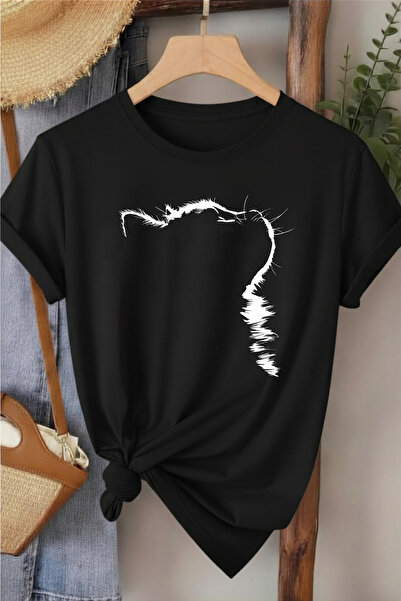 l'eivor Γυναικείο βαμβακερό μπλουζάκι με στάμπα Cat