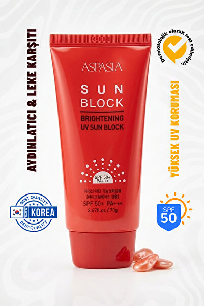 ASPASIA KOREA Leke Karşıtı & Aydınlatıcı Tone-Up Etkili Kore Güneş Kremi SPF ...