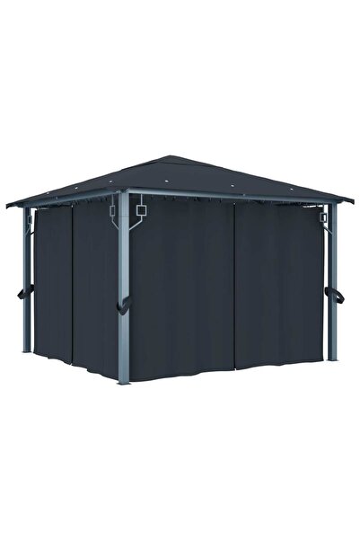 Concept Pavilion cu perdele, antracit, 300 x 300 cm, aluminiu
