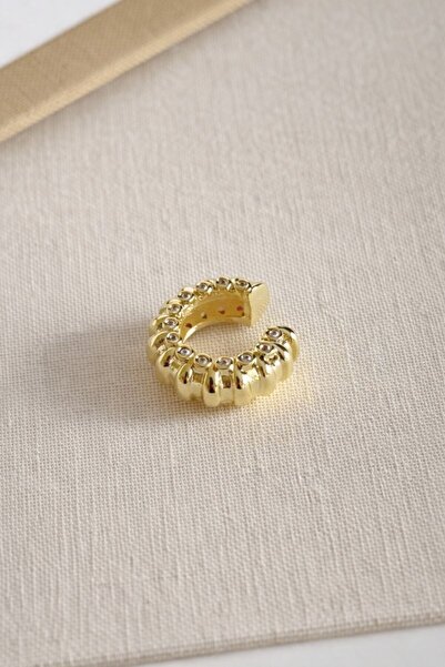Deesse Latelier Gold Stone-Detailled Spiral Ear Cuff