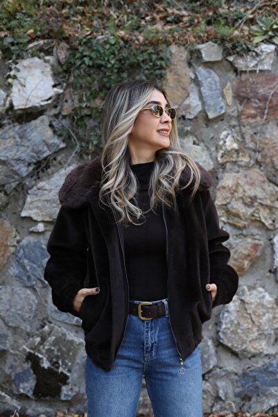 bytugcekaya Μπουφάν από βελούδινο γούνινο παλτό με επένδυση σε στάνταρ μέγεθο...