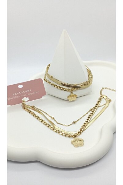 ndjewelry سوار ذهبي ذو مظهر ثلاثي