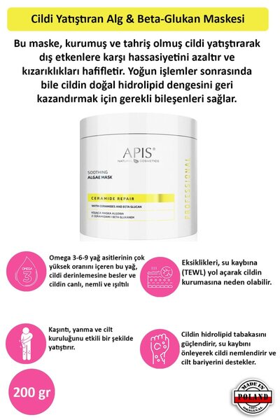 Apis Natural Cosmetics Cildi Yatıştıran Alg & Beta-Glukan Maskesi - 200 Ml