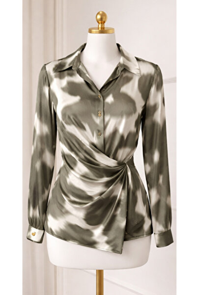 STEPS Γυναικείο πουκάμισο πολυτελείας από σιφόν σατέν σε ζωηρά χρώματα