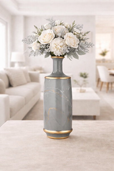 ANGDESİGN Κεραμικό Βάζο Bodrum Μικρό - Γκρι •• Μοντέρνο Κεραμικό Βάζο Διακοσμ...