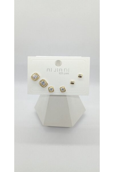 ndjewelry مجموعة أقراط من حجر الرغيف الفرنسي باللون الذهبي