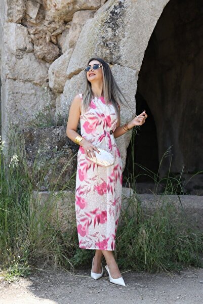 bytugcekaya Ροζ τούλι Orjin Φόρεμα με μηδενικό μανίκι με πόρπη