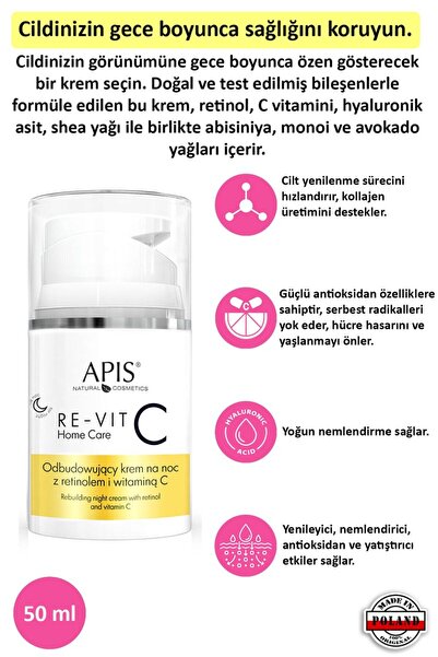 Apis Natural Cosmetics كريم ليلي مرمم مع الريتينول وفيتامين سي - 50 مل