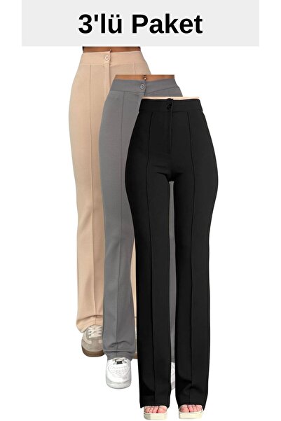THIFF GYMWEAR Crepe Fabric Lycra Γυναικείο Παντελόνι Palazzo Σετ 3 τεμ