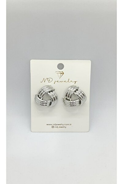 ndjewelry Multi-Ring Interlocking Earrings – Silver Modern
