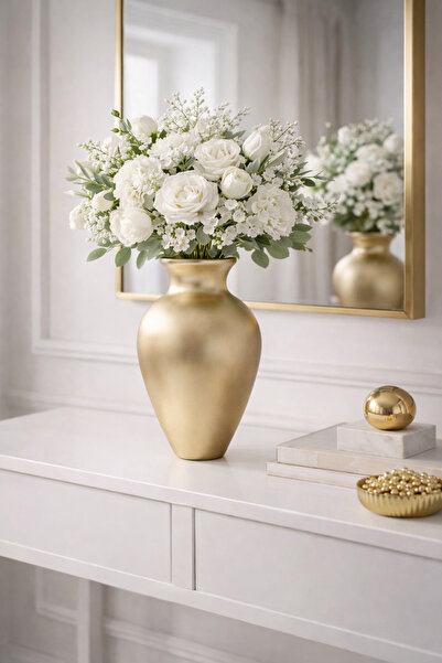 ANGDESİGN Γυάλινο Βάζο DEFNE 25 εκ. ••ΕΠΙΧΡΥΣΩΜΕΝΟ 6Y24007 •• Διακοσμητικό Βά...