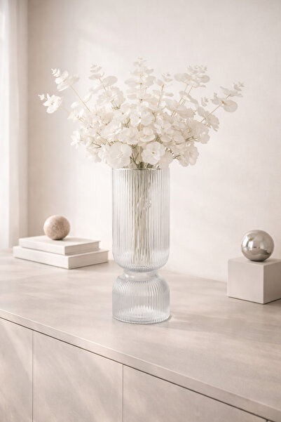 ANGDESİGN Βάζο Ζαφείρι Διαφανές-30εκ •• Διακόσμηση Σπιτιού Μοντέρνο Βάζο Πολυ...