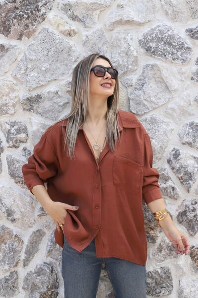 bytugcekaya Ανοιχτόχρωμο πουκάμισο από βισκόζη στάνταρ μεγέθους