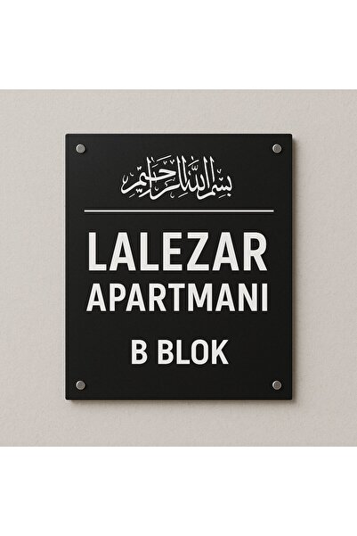 Outdoor One Kişiye Özel Besmele Kapı İsimliği | Yazılı Pleksi Apartman & Site...