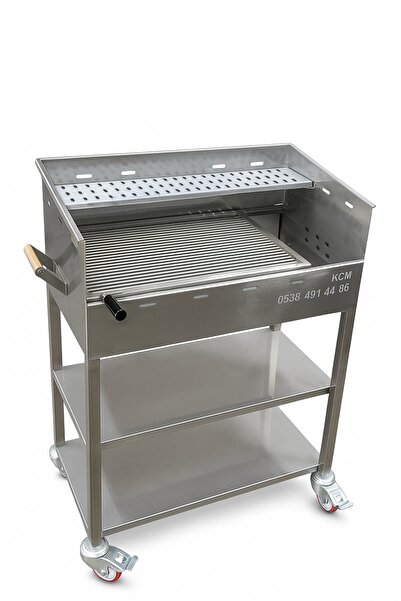 Kaan Coşkun Metal 40X75 ÇUBUK IZGARALI CİFT ARA RAFLI KROM MANGAL