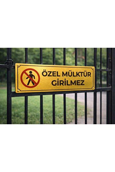 Outdoor One Private Property No Entry Gold Metal Warning Sign 7X20 cm – Door ...
