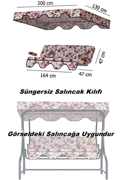 Yekta Home İngiliz Gülü 3 kişilik Salıncak Minder Takımı . Yastık Tente Kollu...
