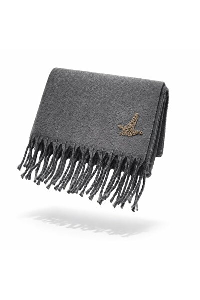 ndjewelry وشاح رمادي اللون – مزين بتفاصيل طيور