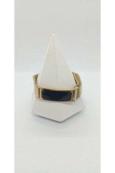 ndjewelry Gold Color Black Plate Wicker Steel Bracelet