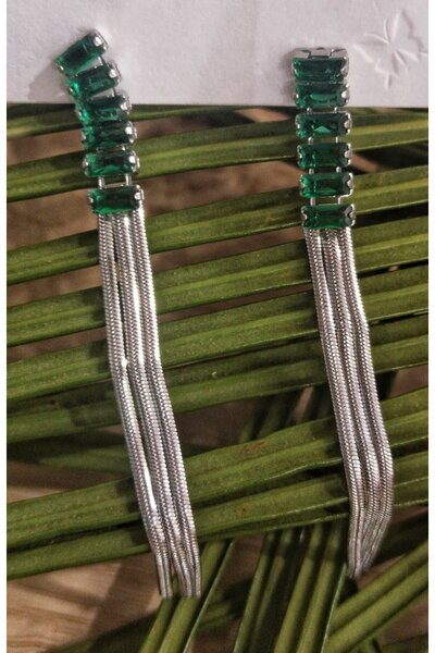 Monalisa Home Luxury Green Stone Figured Flashy Earrings