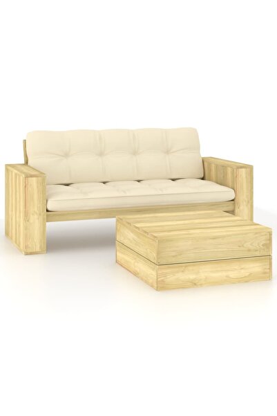 Concept Set mobilier de grădină cu perne, 2 piese, lemn de pin tratat