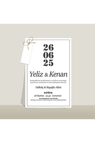 Zarfsız Tekli Davetiye - TD01109