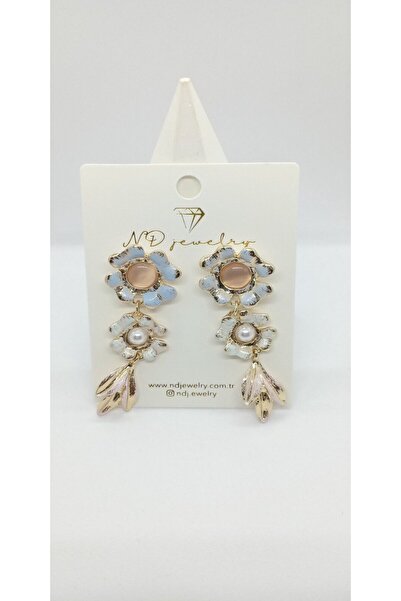 ndjewelry زهرة زرقاء الشكل استرخى القرط