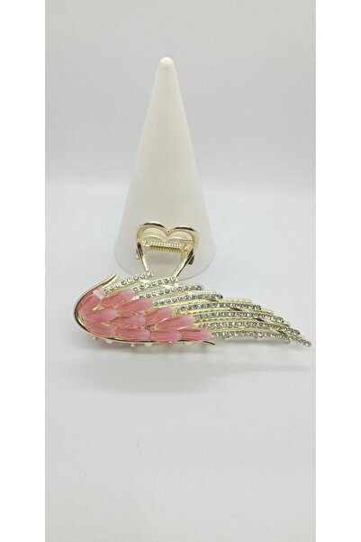ndjewelry مشبك مزلاج مجنح مزين بالحجر الوردي