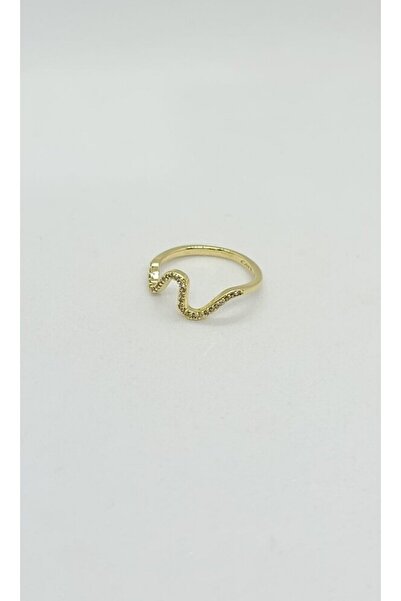 ndjewelry خاتم حجري على شكل موجة - ذهبي لامع (رقم 7)