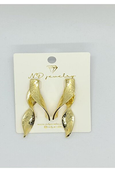 ndjewelry أقراط ذهبية على شكل موجة