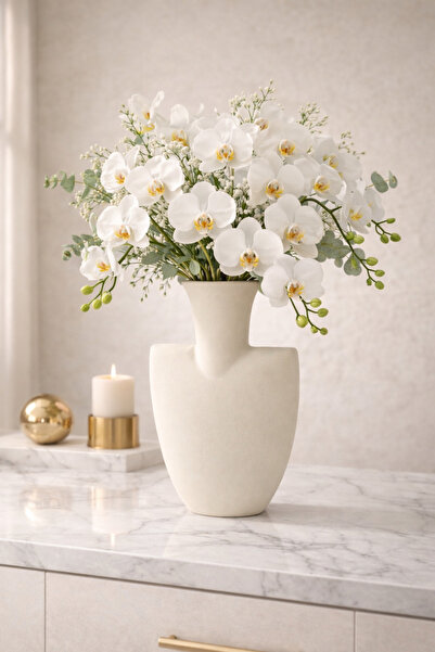 ANGDESİGN Hitit Κεραμικό Βάζο Μικρό-Χωρίς Υάλωση 29 εκ. Εκρού •• Μοντέρνο Κερ...