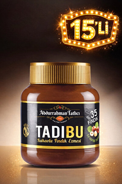 Abdurrahman Tatlıcı TADIBU Kakaolu Fındık Ezmesi 330g x15 Adet–%35 Yoğun Fınd...