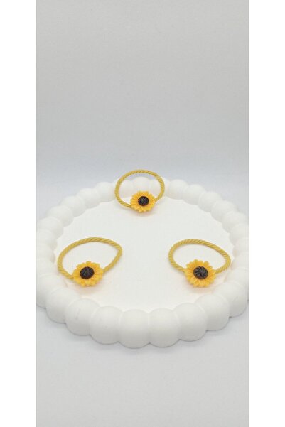 ndjewelry Yellow Flower Pattern Rubber Buckle Set