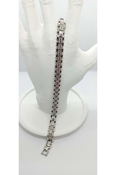 ndjewelry Stone Detailed Silver Color Vip Series Bracelet