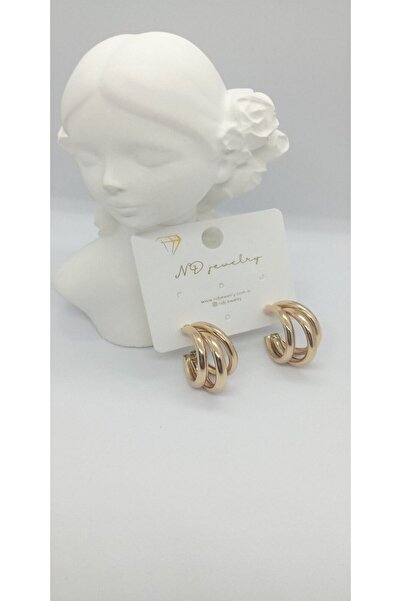 ndjewelry Gold Color Triple Appearance Hoop Earrings