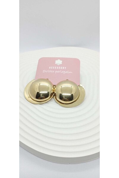 ndjewelry Gold Color Double Sided Steel Button Earrings