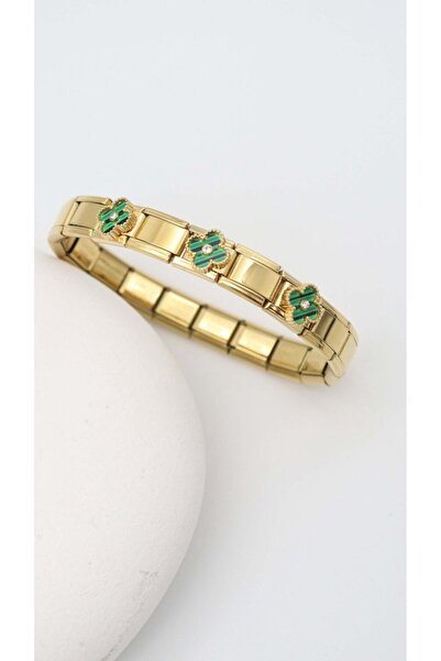 ndjewelry سوار الترشيح الذهبي مع شكل البرسيم الأخضر