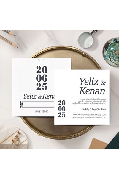 Beyaz Kare Davetiye - BK41622