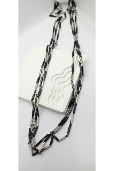 ndjewelry Black-Silver Plate Chain Necklace