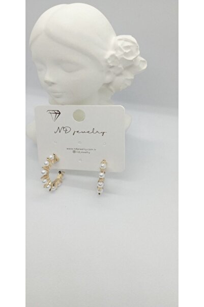 ndjewelry لوحة الذهب واللؤلؤ القرط مفصلة