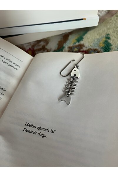 TekinAksesuar15 Balık Kılçığı Kitap Ayracı Ataç – Metal Gümüş Renk, Hediye Ku...
