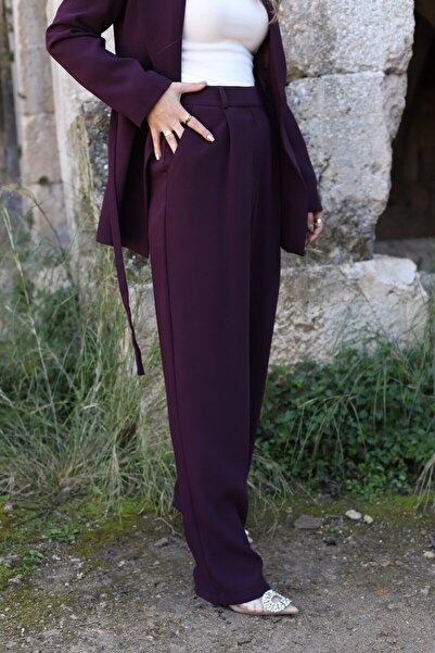bytugcekaya Plum Premium Palazzo Trousers