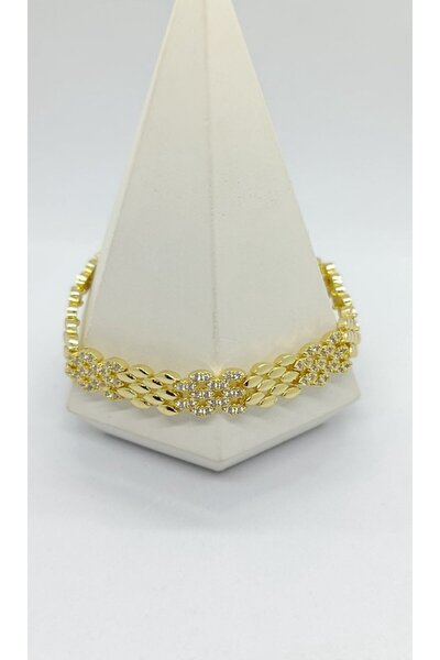 ndjewelry Golden Flower Knitting – Sparkling Bracelet