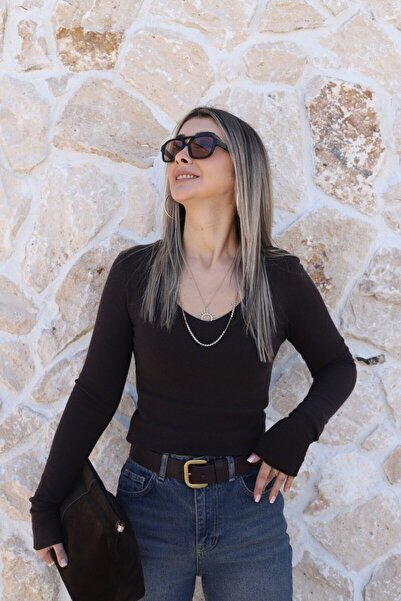 bytugcekaya Καφέ πουλόβερ με λαιμόκοψη V, κασμίρι, εξαιρετικά ελαφρύ πλεκτό σ...