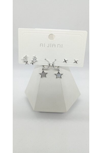 ndjewelry Silver color star earring set