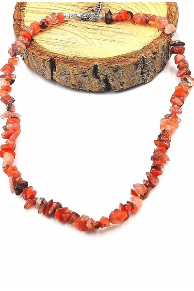 Monalisa Home 'Akik'' - Natural Stone and Steel Chain Detailed Luxury Necklace
